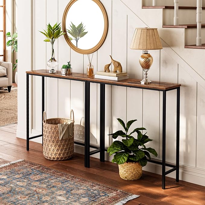 HOOBRO Narrow Console Table, 29.5" Small Entryway Table, Thin Sofa Side Display
