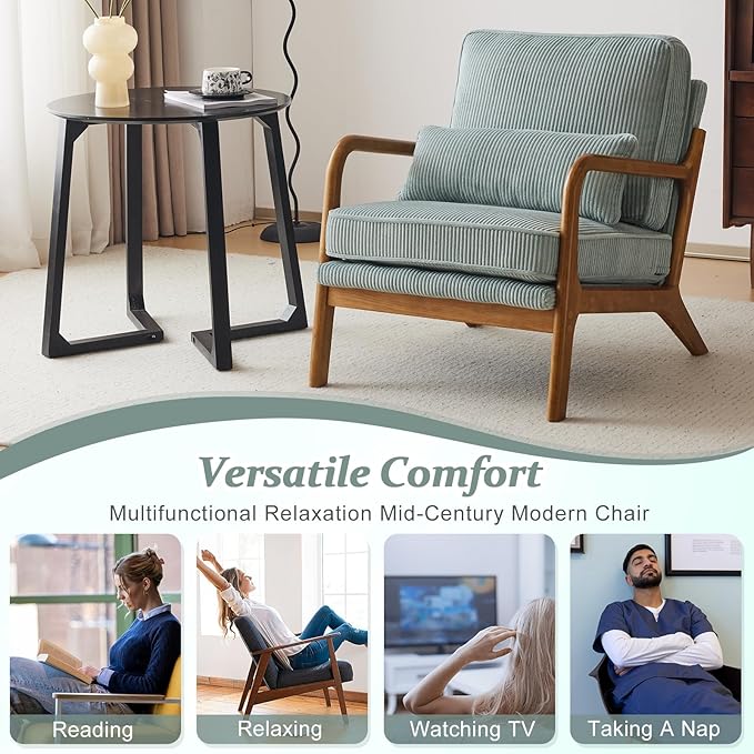 VINGLI Upgraded Premium Corduroy Accent Chairs Set of 2, Upholstered Arm Chair