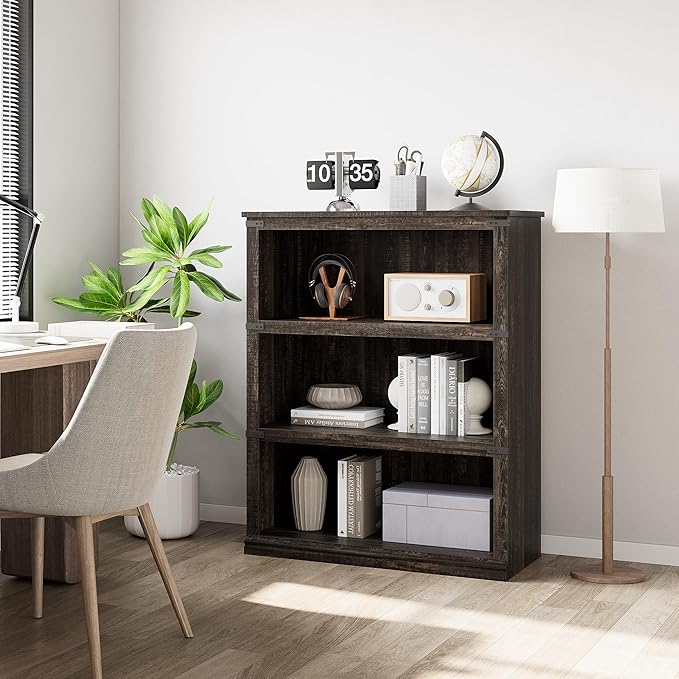 GarveeHome 3 Tier Farmhouse Bookcase, 39.9" Tall Book Shelf