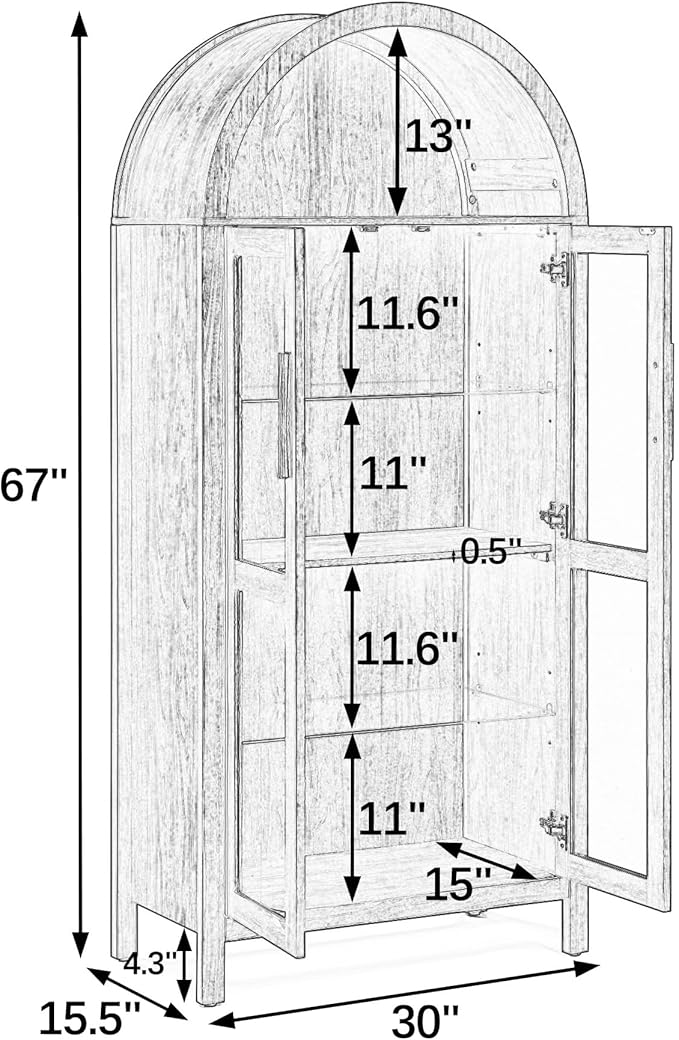 67" Black Tall Display Cabinet