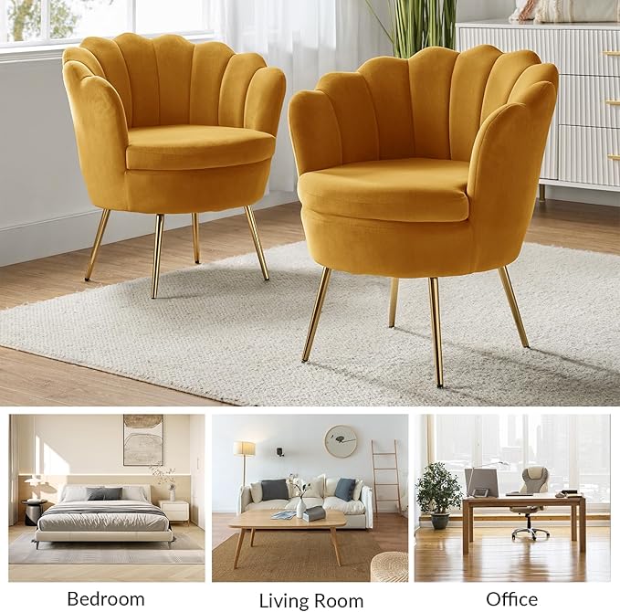 HULALA HOME Velvet Accent Chairs Set of 2
