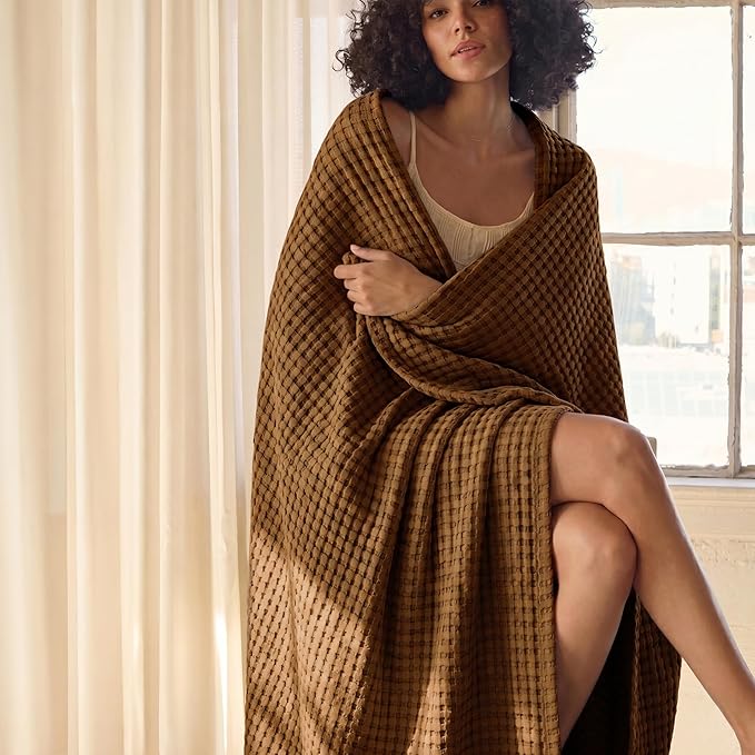 Bedsure Cooling Cotton Waffle Full Size Blanket