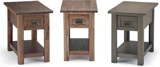 SIMPLIHOME Monroe Narrow Side Table – 14 inch Wide Solid Acacia Wood End Table