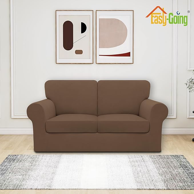 Easy-Going 5 Pieces Stretch Loveseat Cover Washable Loveseat Slipcover Set
