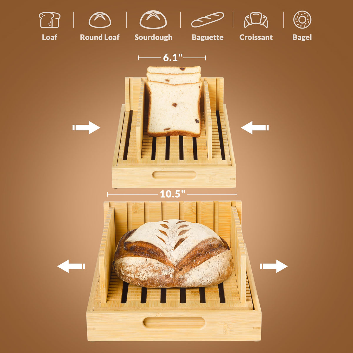 LukieBoee Sourdough Bread Slicer – 10.5″ Adjustable Bread Cutter for Homemade Bread, Precision Cutting Guide with Grooves, Wide Loaf Slicing Tool & Holiday Gift for Bread Lovers
