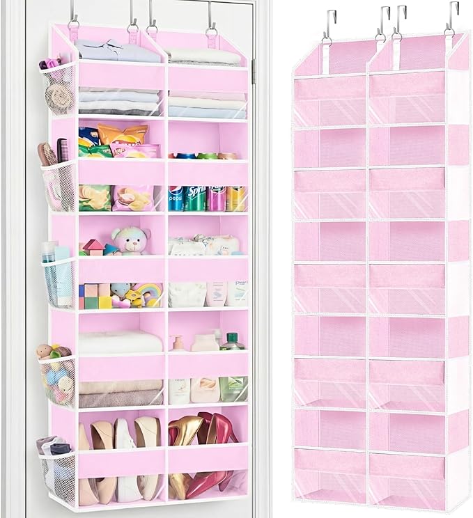 Ofiray-home Pink Over The Door Organizer 5 Tiers, Extra Large Behind Door