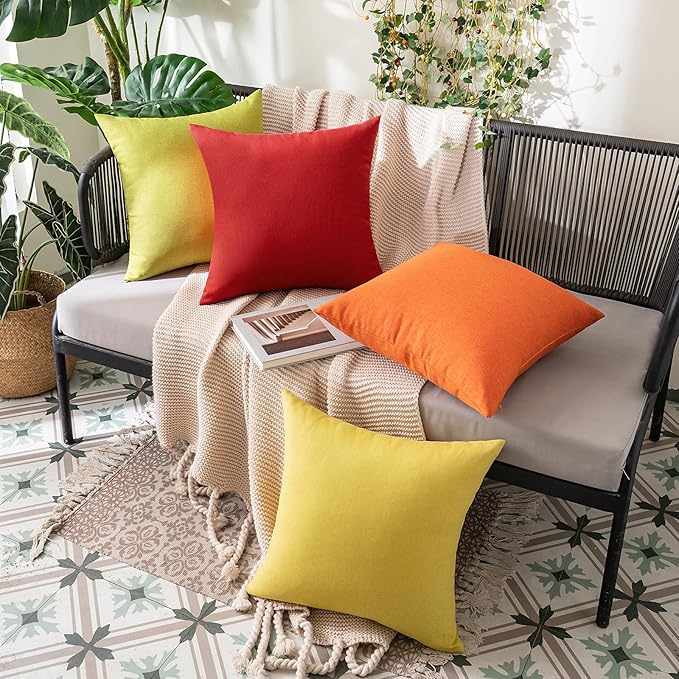 MIULEE Pack of 2 Decorative Outdoor Solid Waterproof Throw Pillow Covers Faux