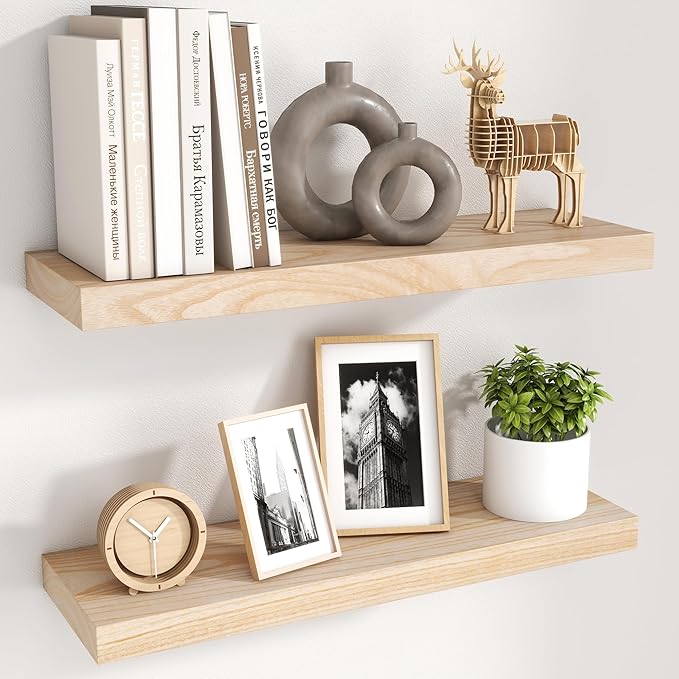 fuqing Natural Wood Floating Shelves | 24 Inch Floating Shelves