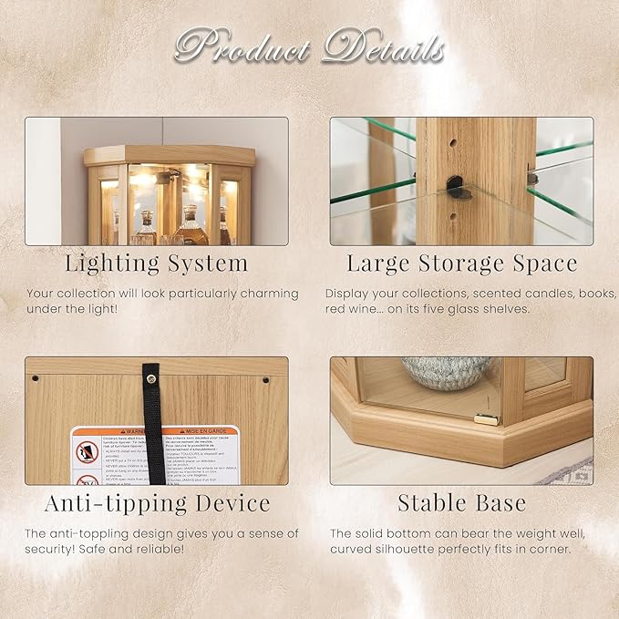 Anwick Corner Display Curio Cabinets