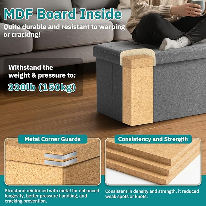 35-INCH Storage Ottoman Bench, Footrest