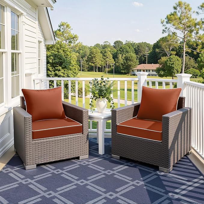 MIULEE Burnt Orange Outdoor Seat Cushion 24x24 Inch Waterproof & 3 Year Fade