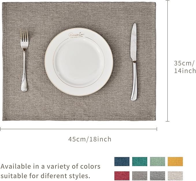 BALCONY & FALCON Placemats Set of 6 Faux Linen Cloth Place Mats Washable