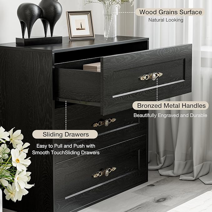 Wooden Dresser with 6 Large Drawers, Storage Cabinet Organizer Sideboard
