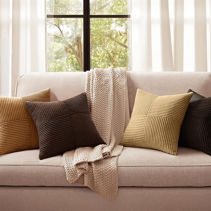 MIULEE Boho Decorative Throw Pillow Covers 18x18 Set of 4 Farmhouse Neutral