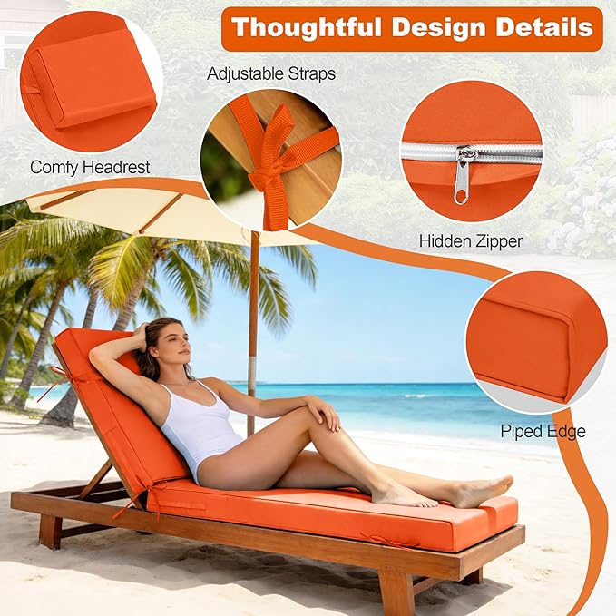 Chaise Lounge Cushions Outdoor 80x26x6 Inch, Fade Resistant 6'' Thicken Outdoor