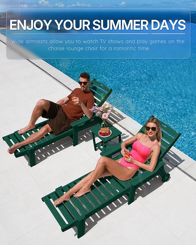 Patio Chaise Lounge Chair Set of 2, Oversize Lounge Chairs