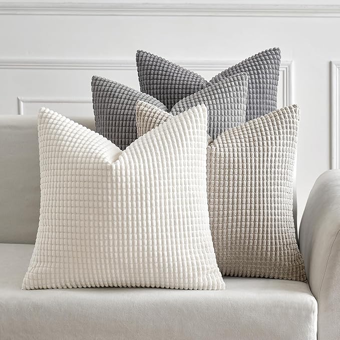 MIULEE Timeless Neutral Pillow Covers 18x18 Inch Set of 4 Mid Century Modern