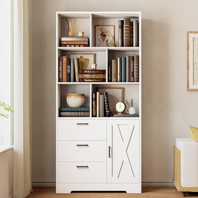 IRONCK Bookshelf, 70.9 Inch Tall Bookcase, 3-Tier Bookshelves