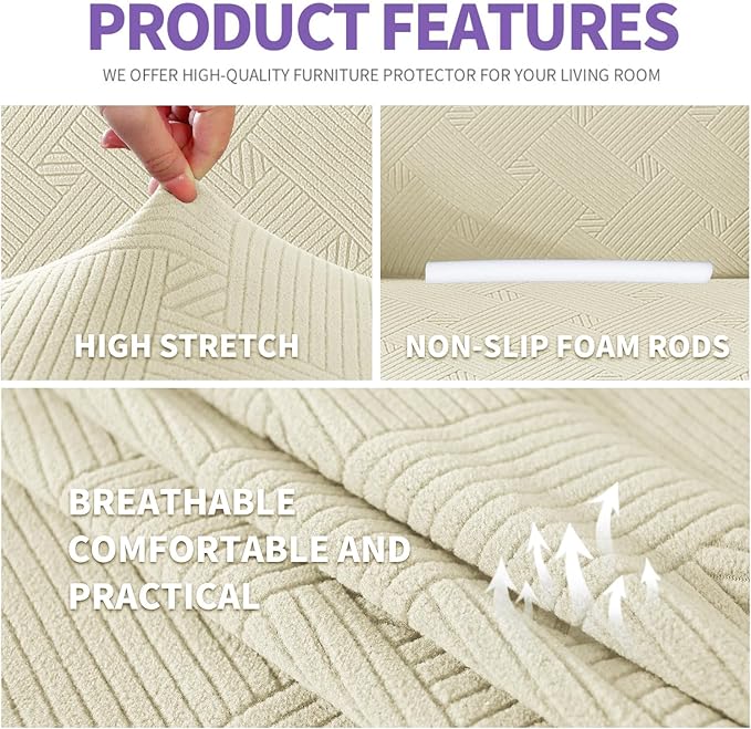 ZNSAYOTX Super Stretch Loveseat Covers, New Striped Love Seat Slipcover