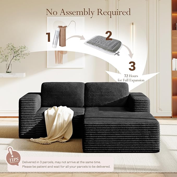 Vesgantti 80" Modular Sectional Sofa, Corduroy Cloud Couch