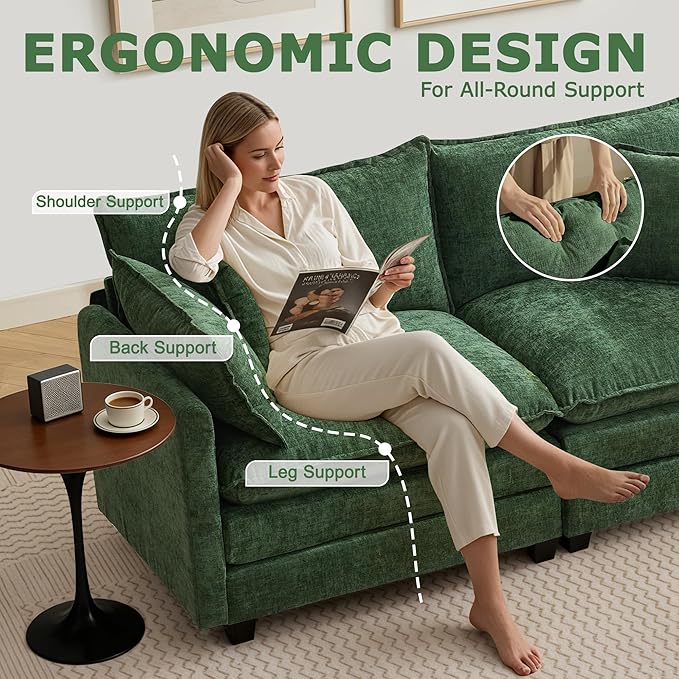 78" Modular Sectional Sofa, Cloud Couch Loveseat Sofa, Deep Seat Washable