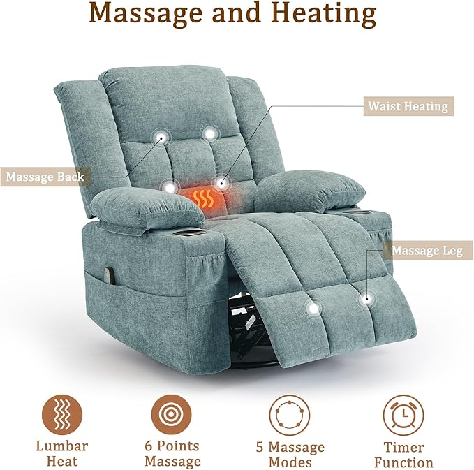 Korser Adult 360° Swivel Rocking Recliner, Nursery Rocking Chair