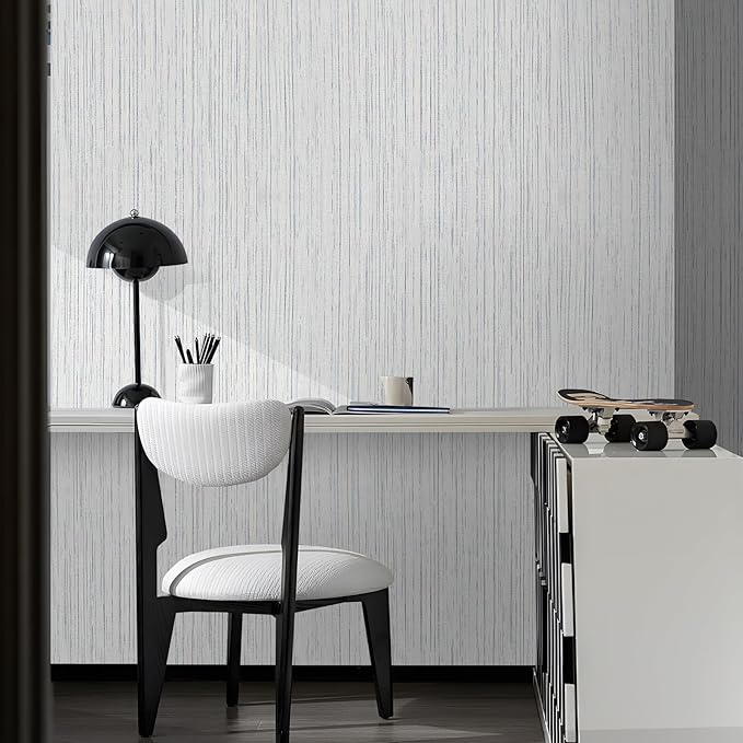 Beige Grey Grasscloth Wallpaper Peel and Stick 15.74" X 472.44" Removable