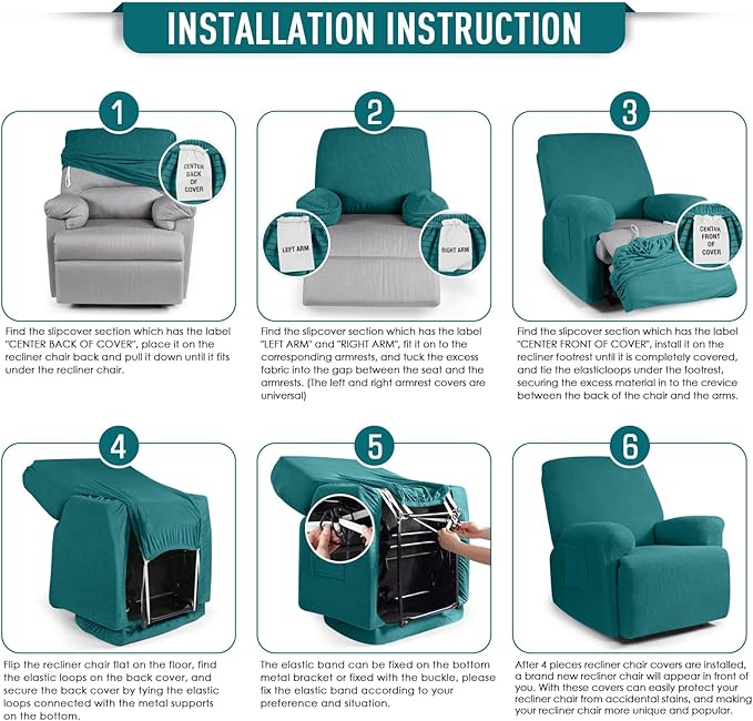 TAOCOCO Oversized Recliner Chair Covers, 1 Seater Streach Recliner Covers Soft