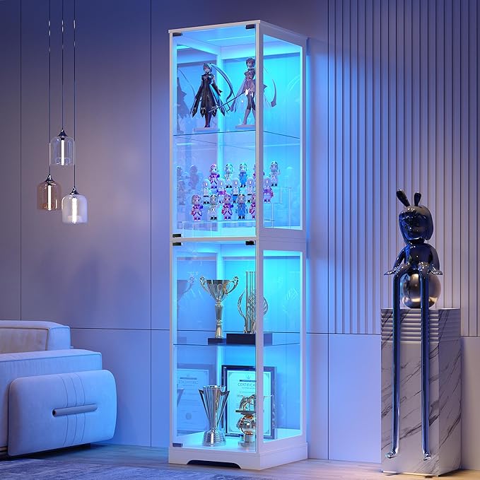 Glass Display Cabinet with Doors, Bookcase