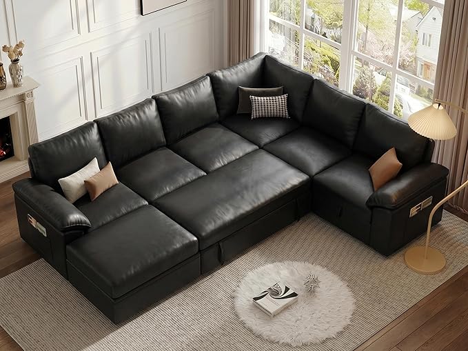 108 Inch Faux Leather Modular Sectional Sofa
