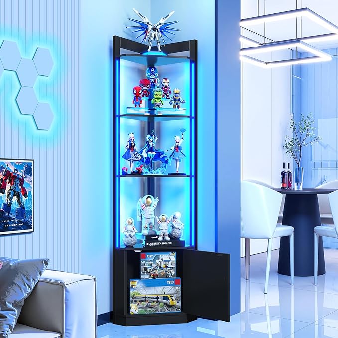 5-Tier Corner Shelf with RGB LED Light, Remote & APP Control, Adjustable