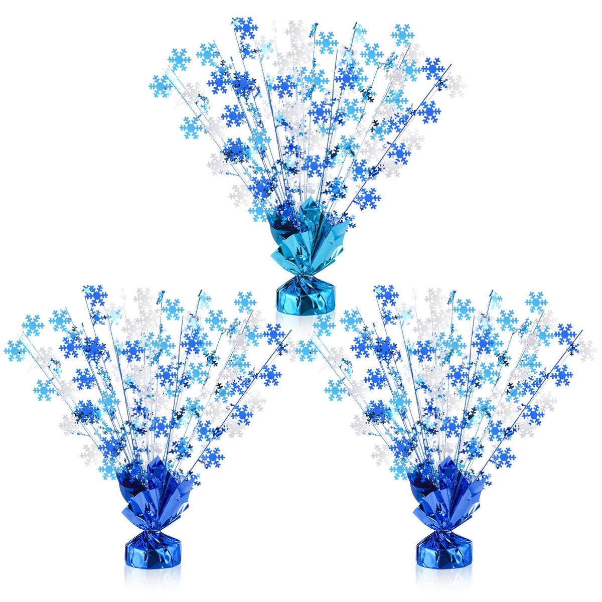 Ceenna 3 Pcs Winter Wonderland Decoration Snowflake Table Decorations Winter Metallic Gleam Foil Spray Centerpieces Christmas Glitter Spray Table Centerpieces for Holiday Party Decor (Blue)