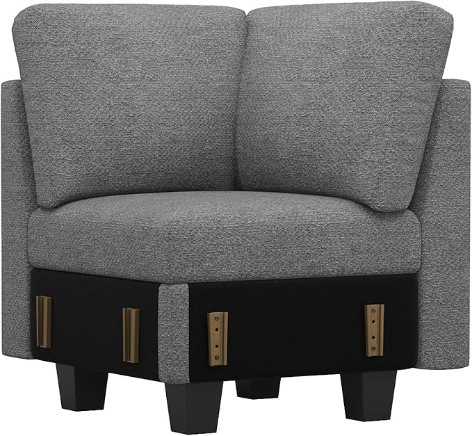 Belffin Chenille Corner Seat for Modular Couch. Sectional Sofa Module. Light