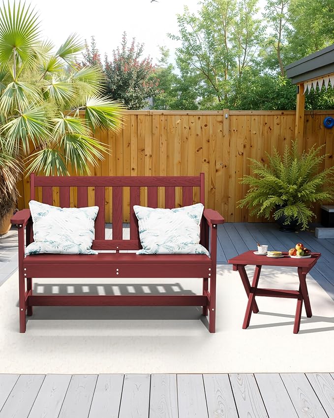 SERWALL Folding Adirondack Side Table, HDPE Small Outdoor Table, No Assembly
