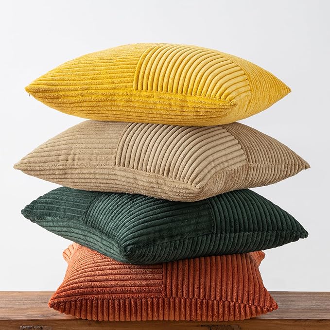 MIULEE Green Rust Throw Pillow Covers 20x20 Inch Set of 4 Boho Farmhouse Soft