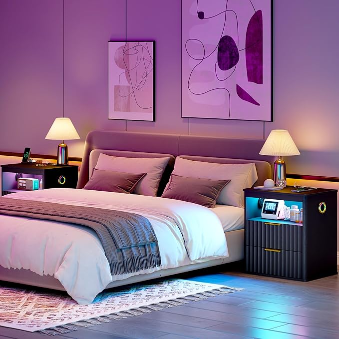 WOOVIVS Modern Nightstand Set of 2