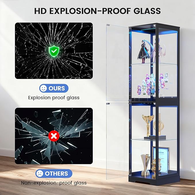 Glass Display Cabinet with Doors, Bookcase