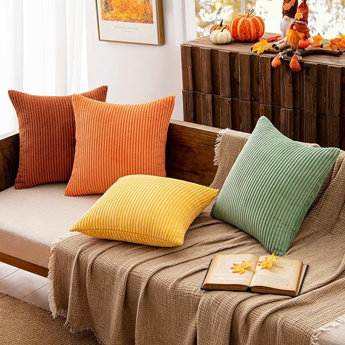 MIULEE Decorative Throw Pillow Covers 24x24 Inch Set of 4, Vibrant Cushion
