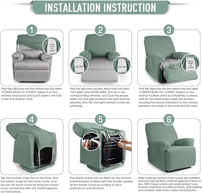 TAOCOCO Recliner Cover 4-Pieces, Recliner Stretch Sofa Slipcover, Recliner