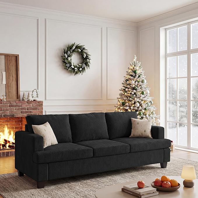 Apicizon 89" Dark Grey Couch for Living Room, Comfy Clound Couch 3 Seater Sofa