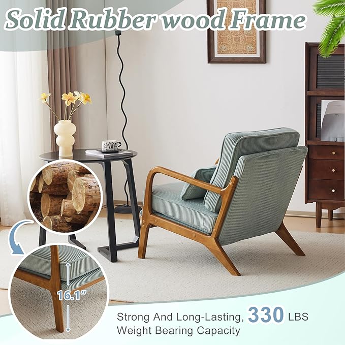 VINGLI Upgraded Premium Corduroy Accent Chairs Set of 2, Upholstered Arm Chair