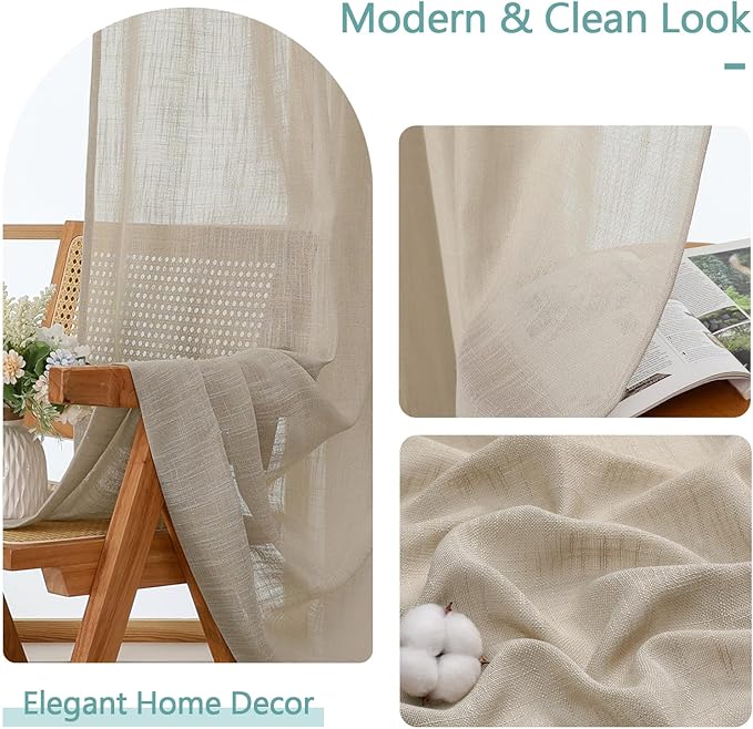 Chyhomenyc Extra Long Semi Sheer Curtains 108 Inches Long 2 Panels Set