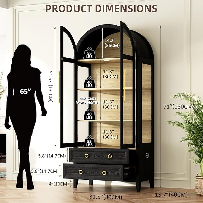 Vlsrka 71" Arched Curio Cabinet
