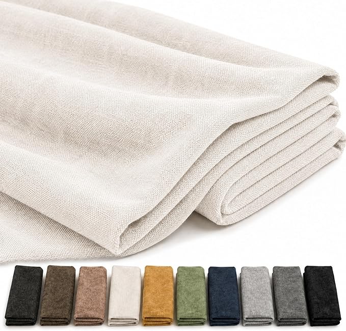 Mini Chenille Linen Blend Upholstery Fabric by the Yard, 57 Inch Wide Soft