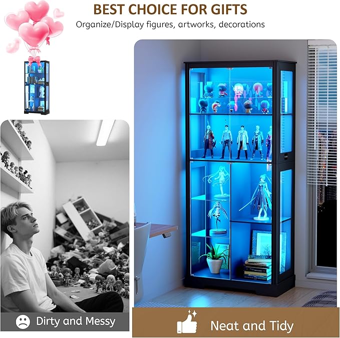 Gurexl Modern Glass Display Cabinet