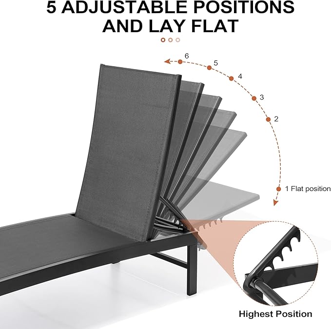 Crestlive Products Outdoor Lounge Chairs, Aluminum Pool Chaise Lounge Chairs