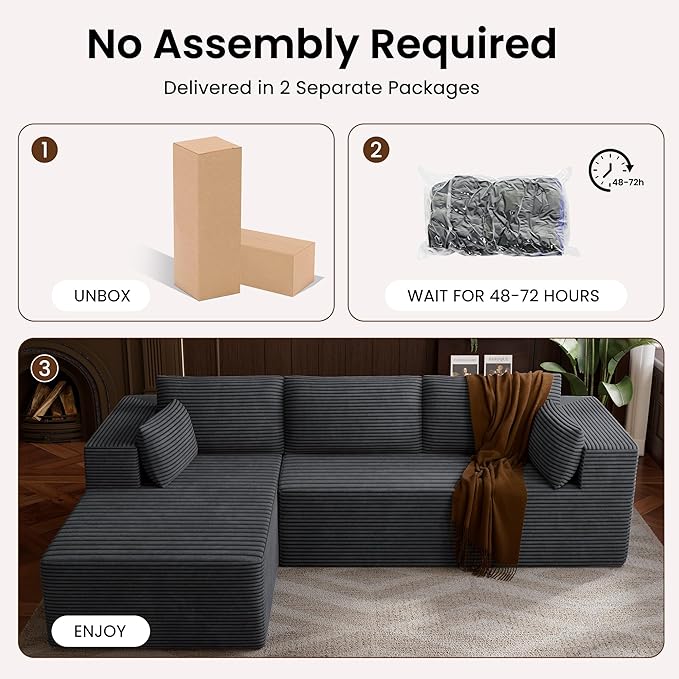 106" Cloud Sectional Boneless Couches