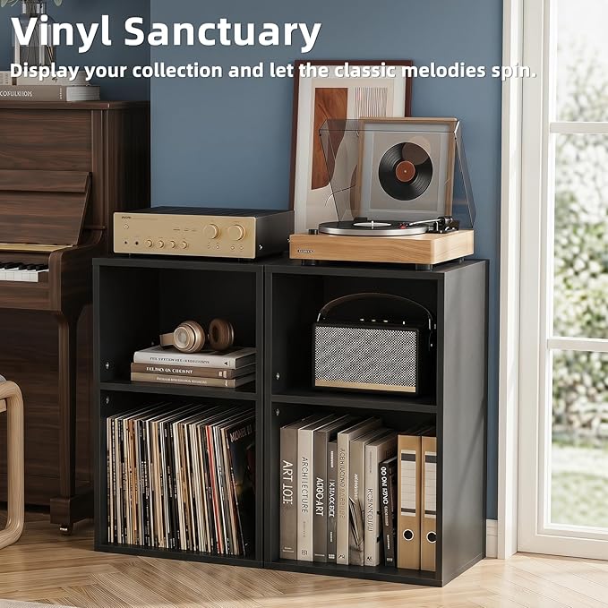 YAHARBO 2 Cube Bookshelf, Horizontal Book Shelf, Small Cubby Bookcase