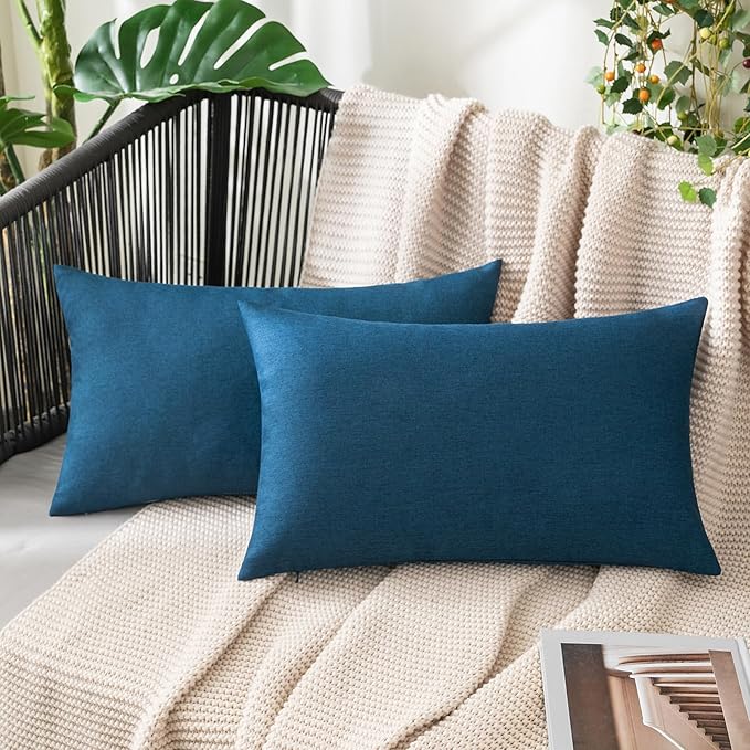MIULEE Pack of 2 Decorative Outdoor Solid Waterproof Throw Pillow Covers Faux