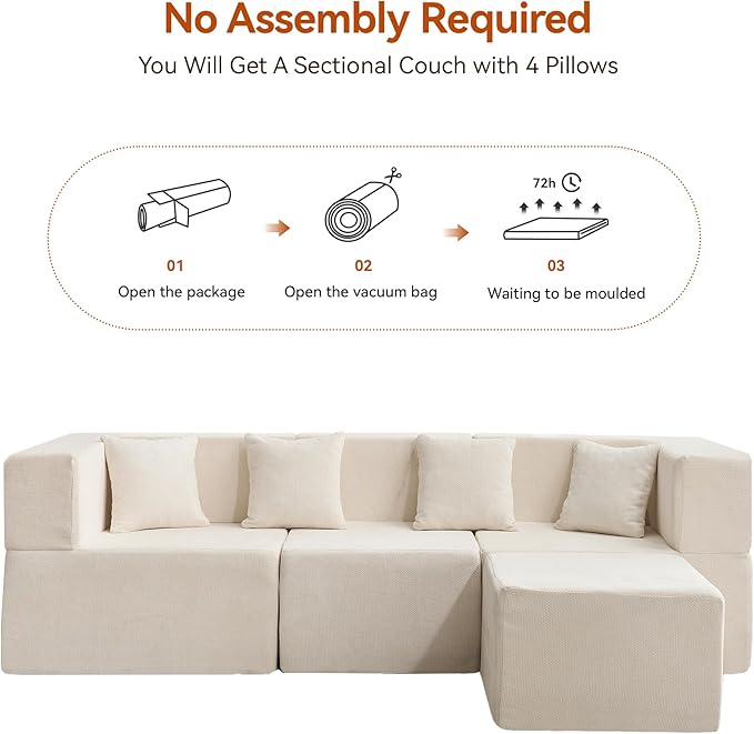 MONVANE 103'' Modular Sectional Sofa, Cloud Sectional Couch